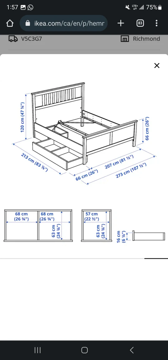 Hemnes King Size Bed Frame with storage - photo 5