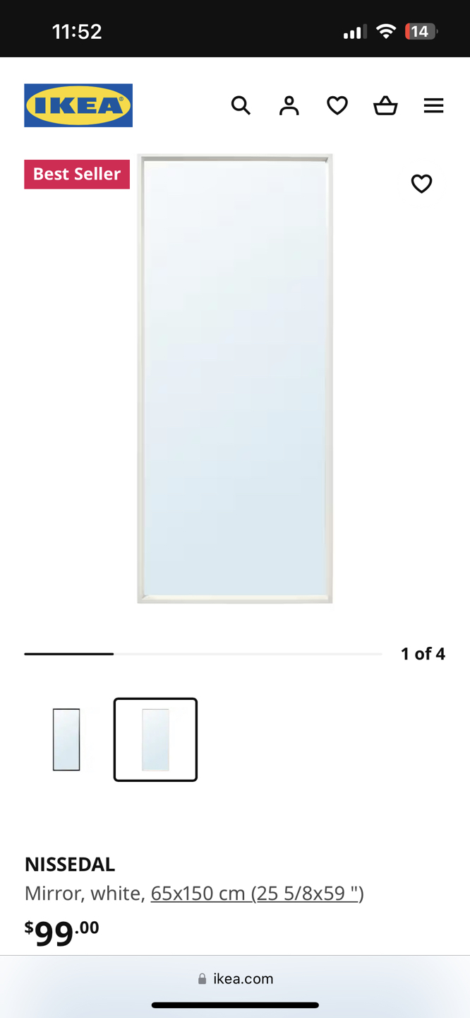 IKEA NISSEDAL full size mirror (65cm x 150)