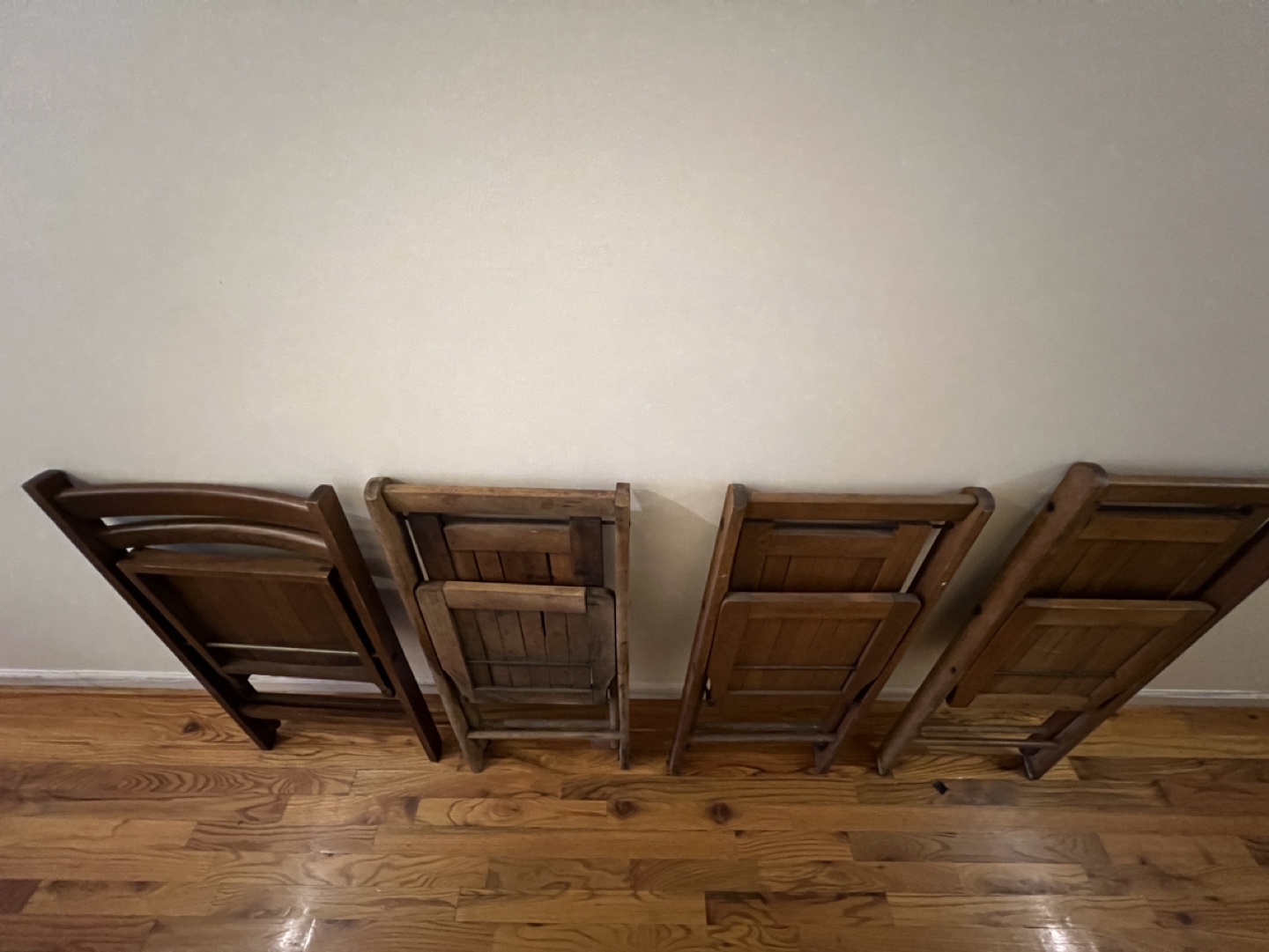 4 Antique Wooden Folding Chairs