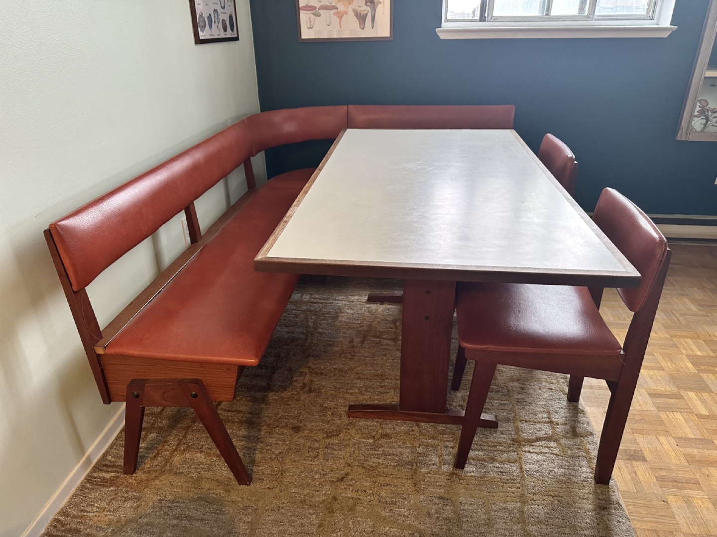 Antique Dining Set with Banquette Benches