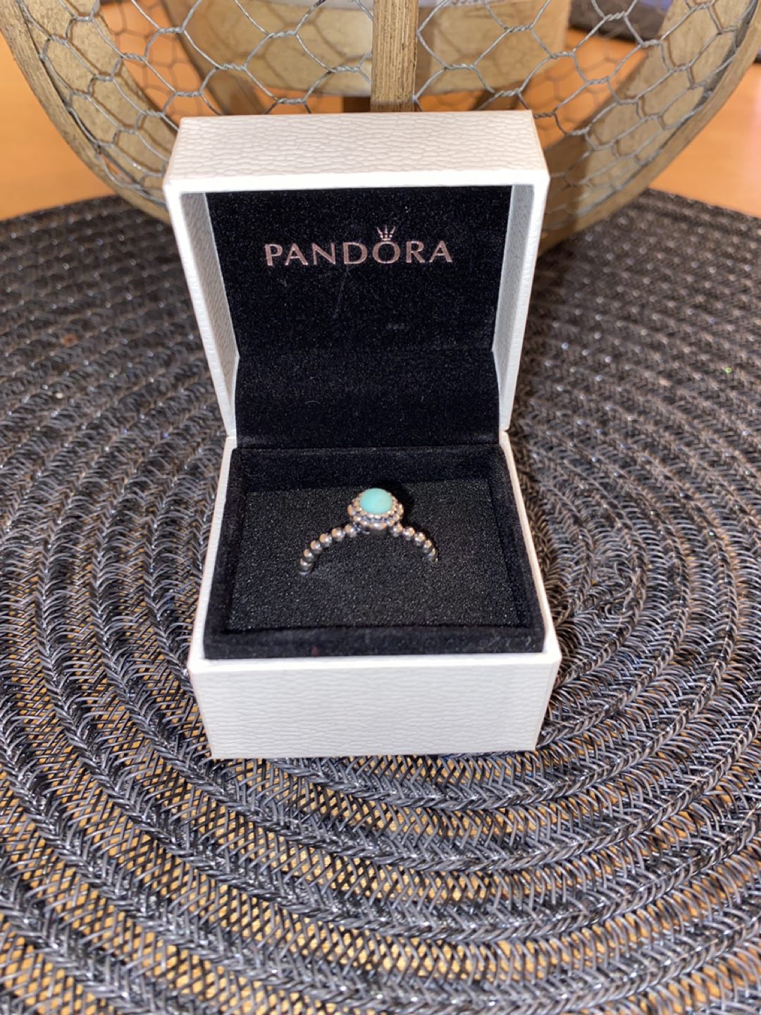 Turquoise beaded ring size 7