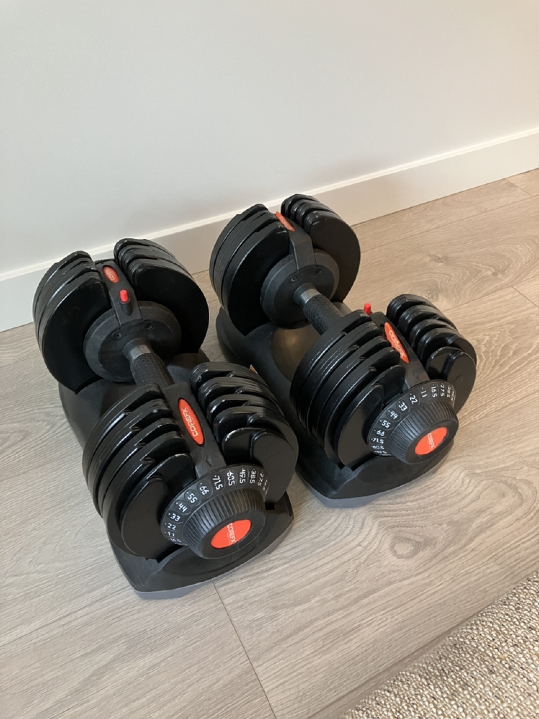 Heavy adjustable dumbbell set