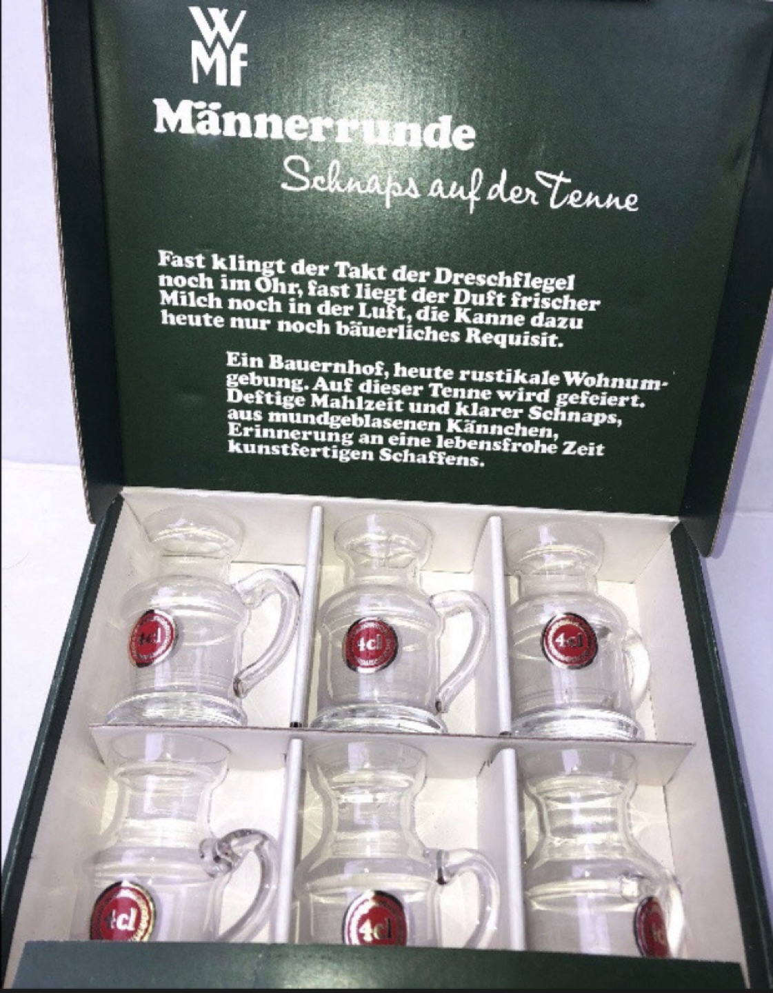 Vintage 6 Glass Loop Handle drinking Shot