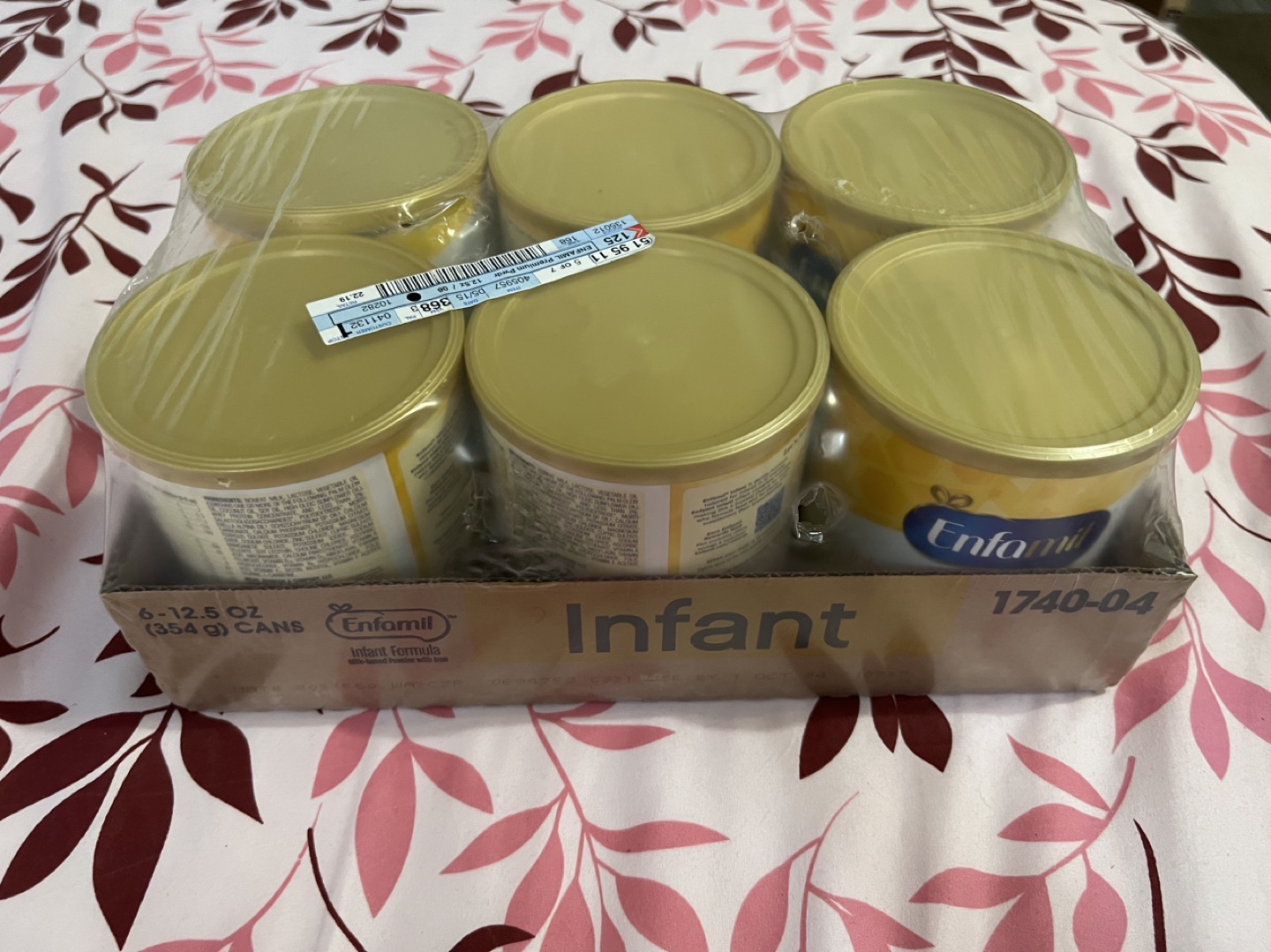 6 cans/12.5oz pack of unopened infant enfamil