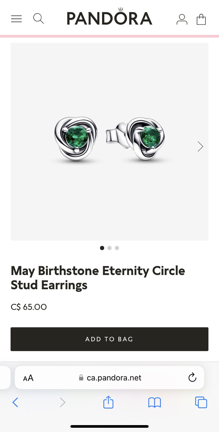 Pandora May Birthstone Eternity Circle Stud Earrings thumbnail
