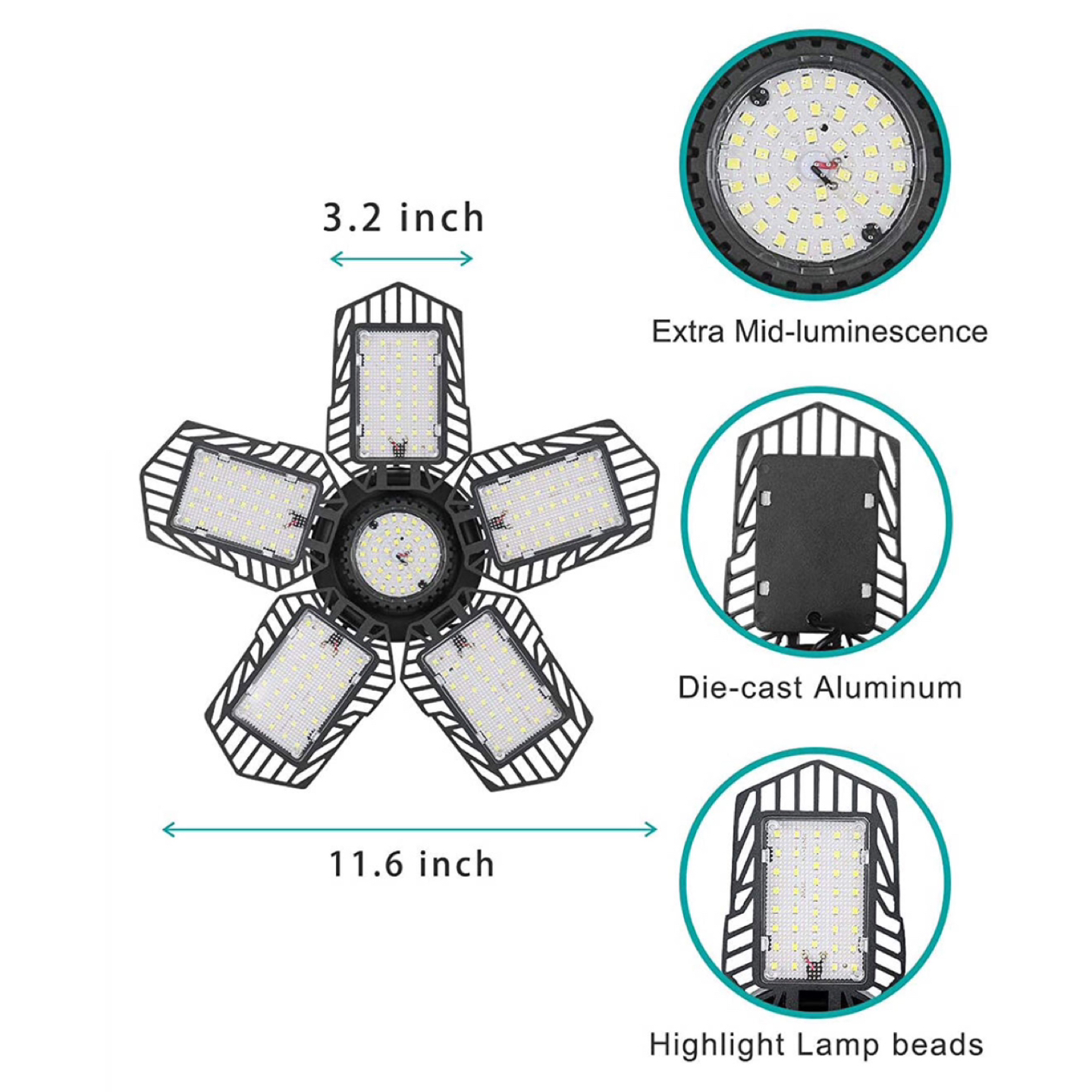 High Quality Deformable LED Garage Light - 150W & 15,000lm - photo 3