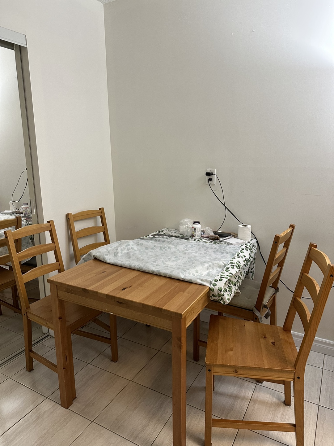 Wooden table with 4 chairs