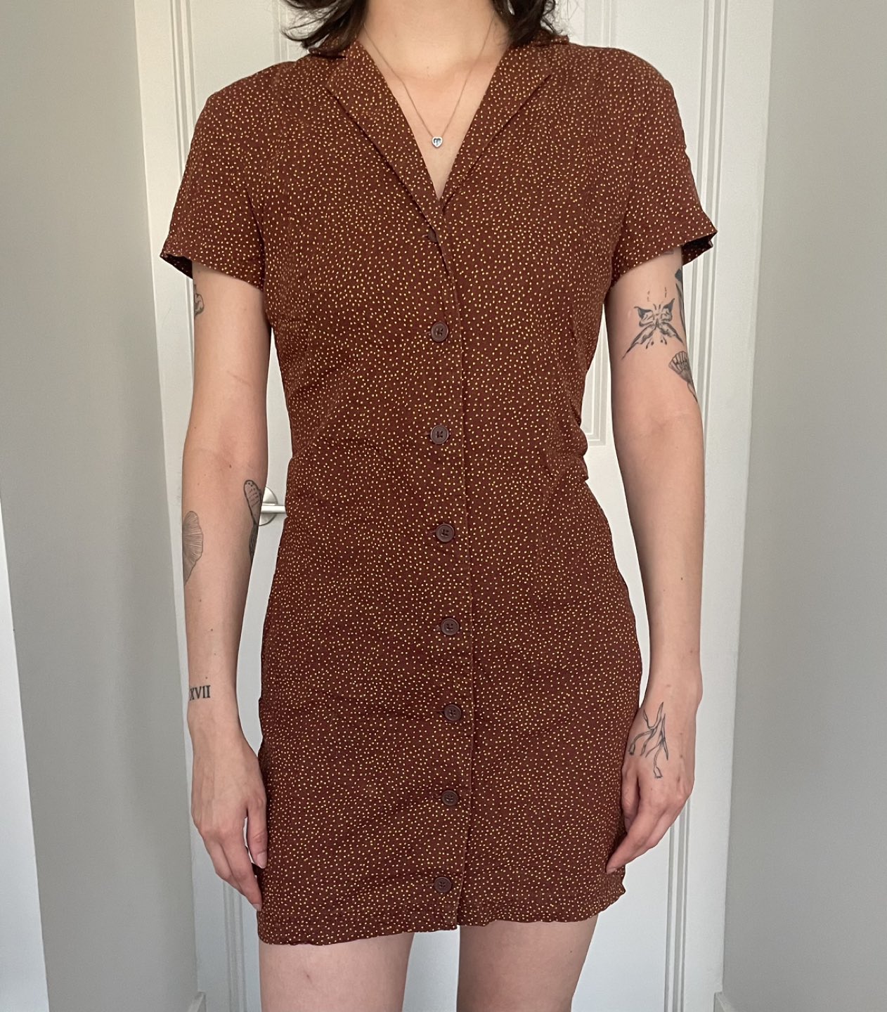Brown polka dots dress