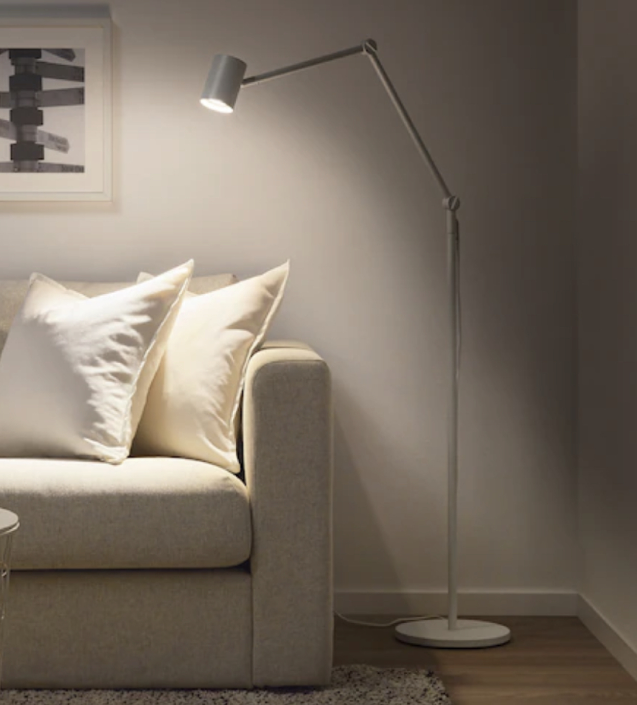 White IKEA Nymane Extendable Floor Lamp - photo 2