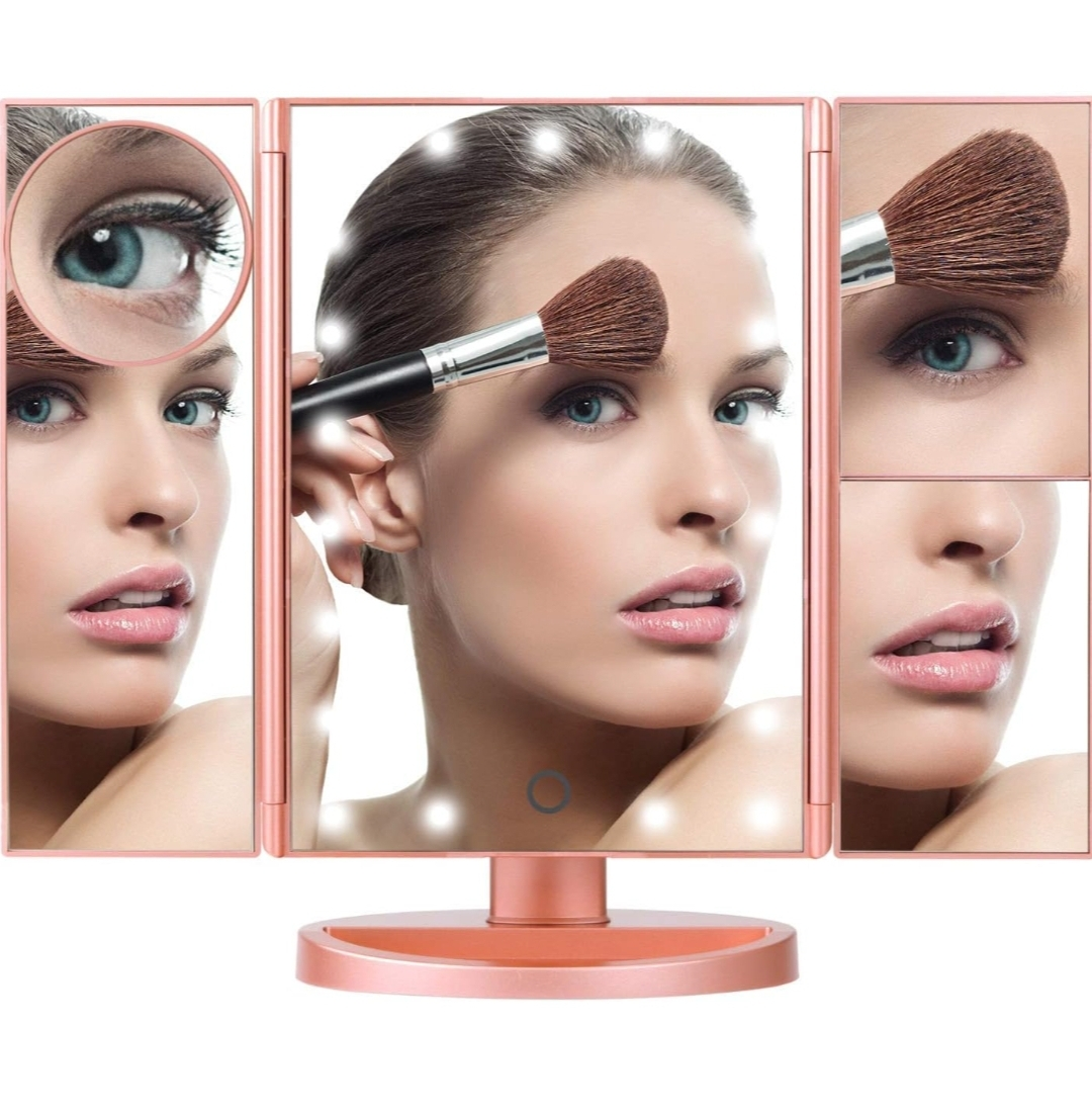 Magicfly LED Lighted Makeup Mirror Tri Fold image indicator(9)