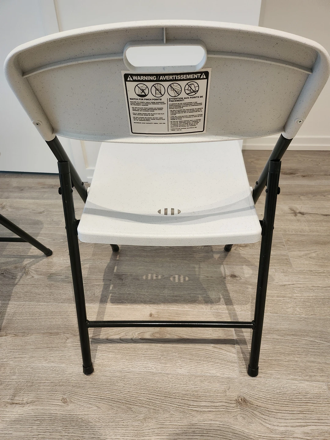 Indoor/Outdoor Contoured Plastic & Metal Folding Chair, White - photo 3