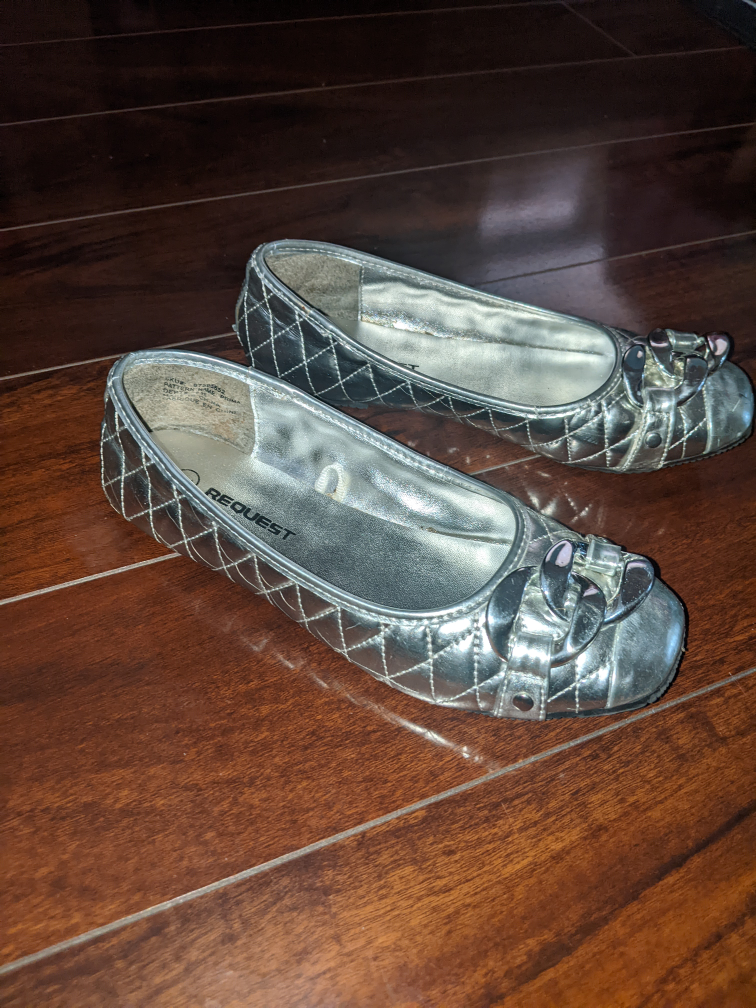 Silver Pleated Buckle Design Request Flats image indicator(2)