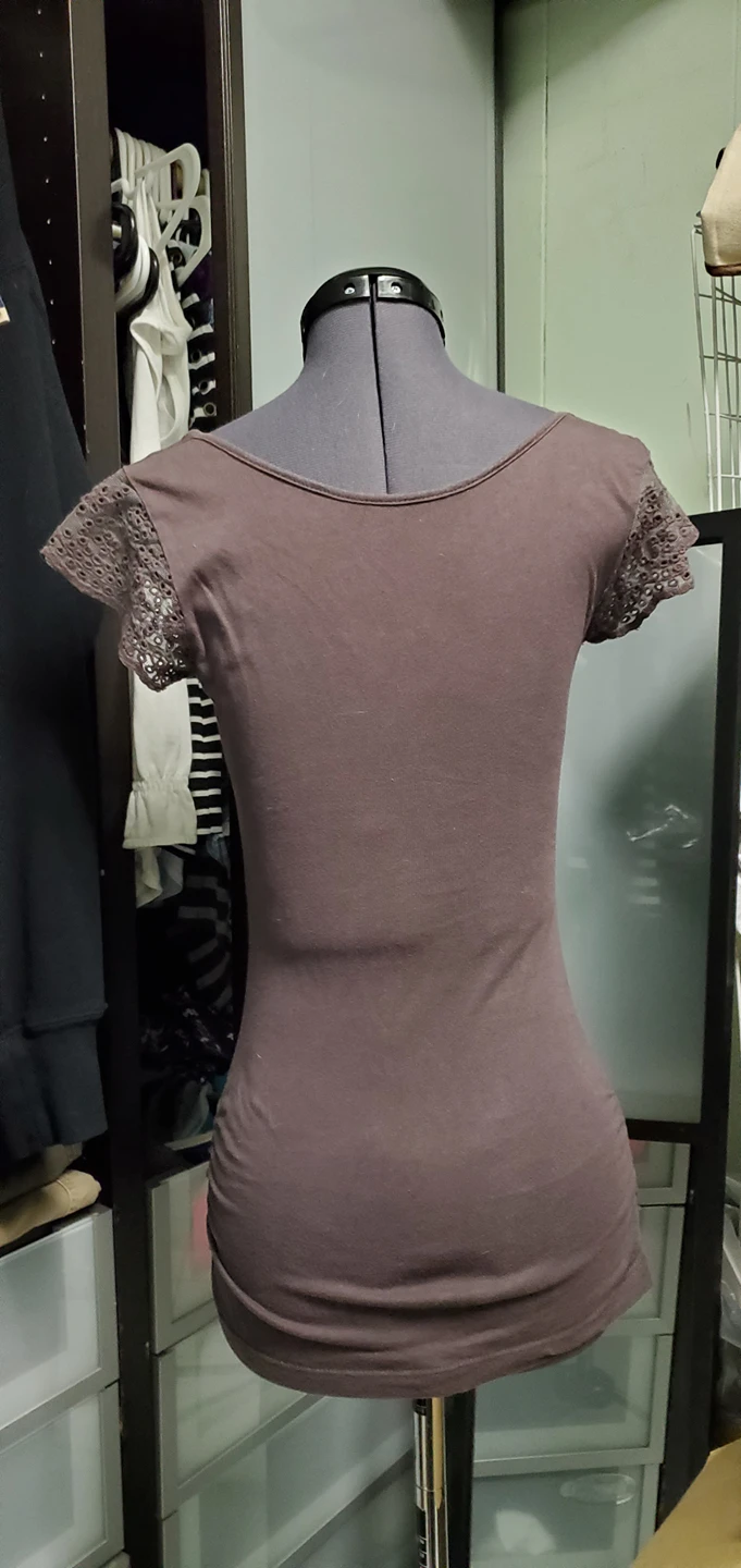 Brown lace-sleeved shirt image indicator(2)