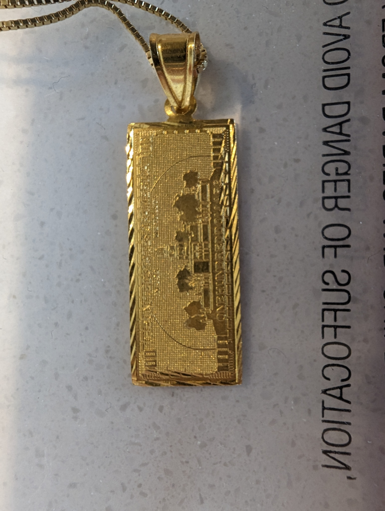 Supreme 100 Dollar Bill Necklace 14k Gold - photo 4