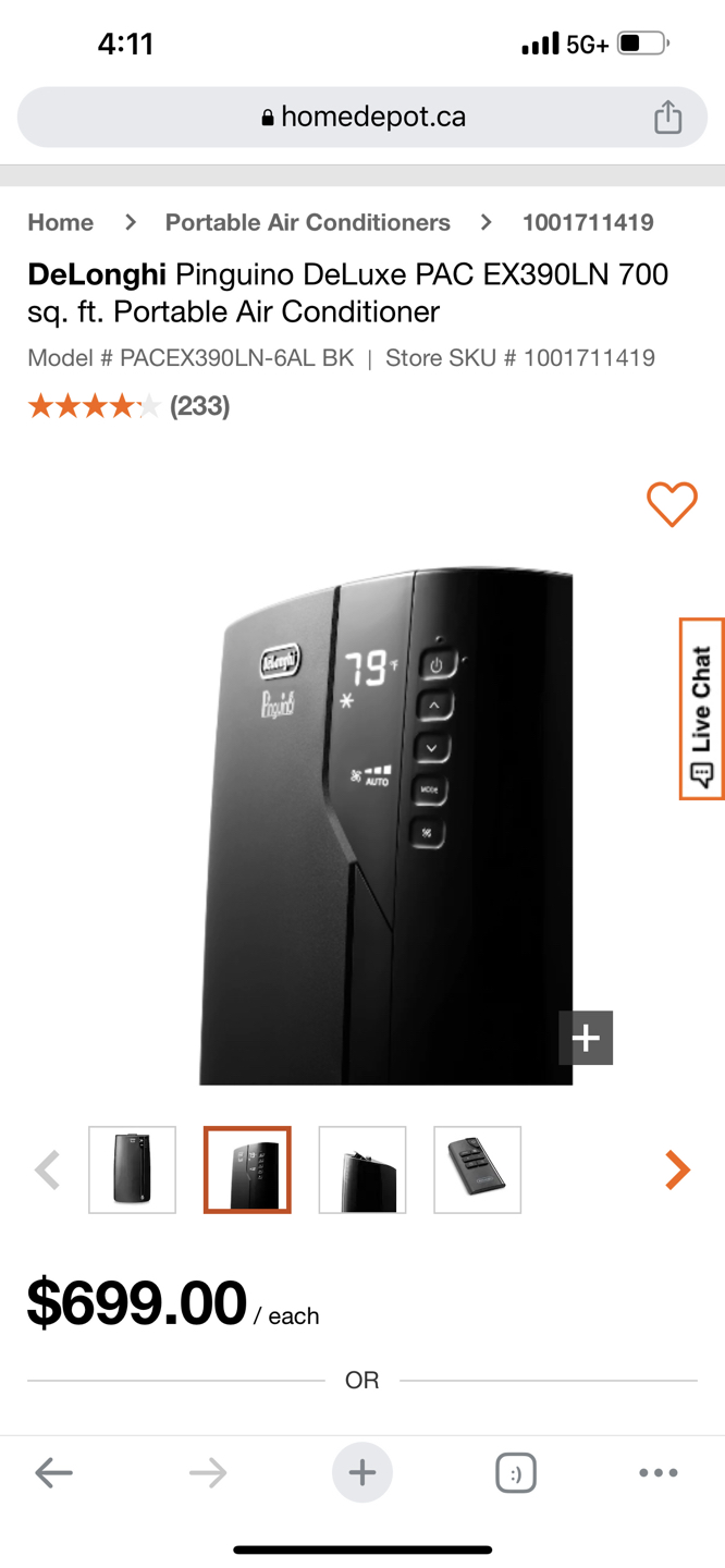 De’Longhi Portable Air Conditioner, worth $700