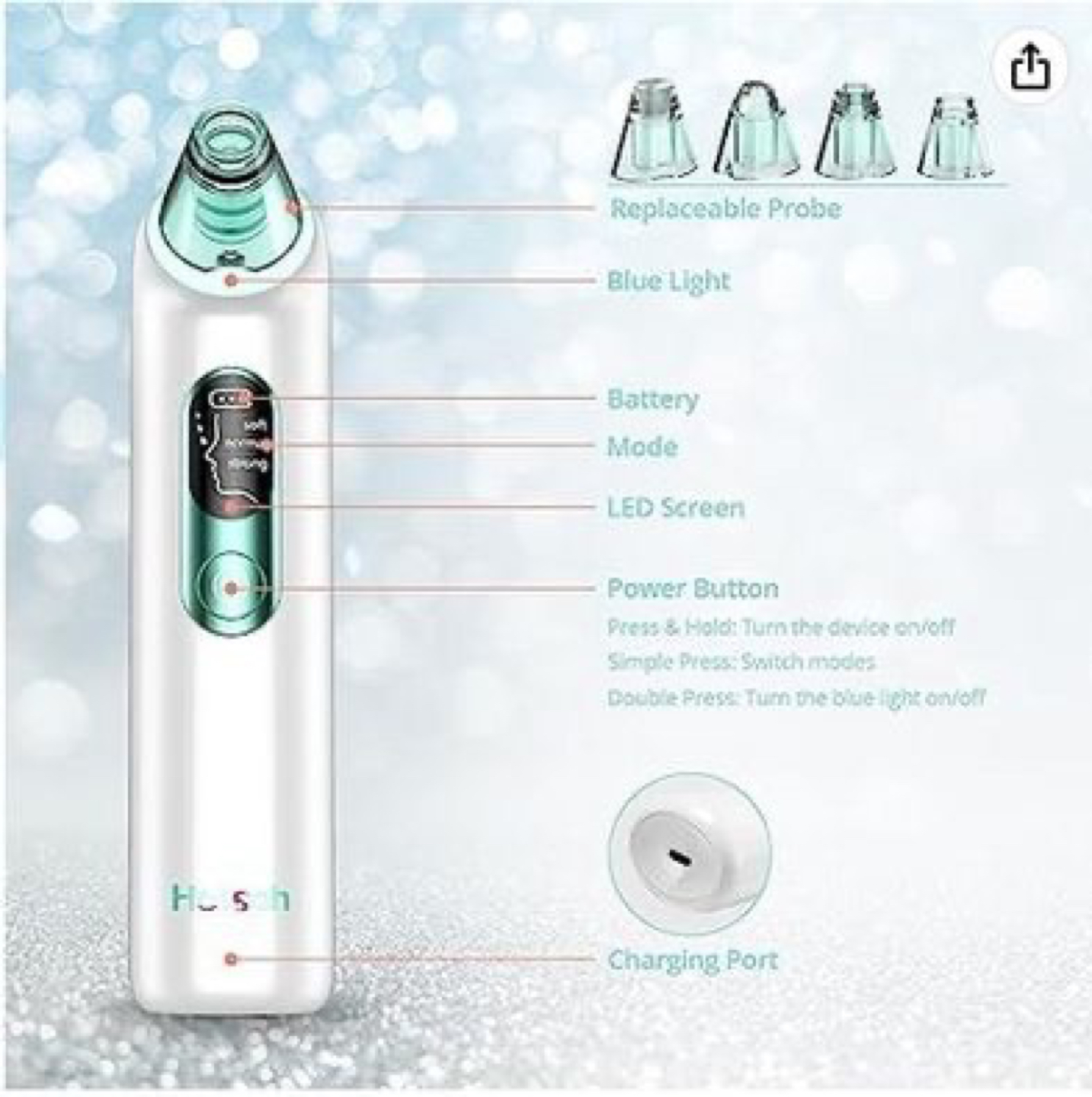 Blackhead Remover Pore Vacuum with 
BLUE LIGHT! - photo 2