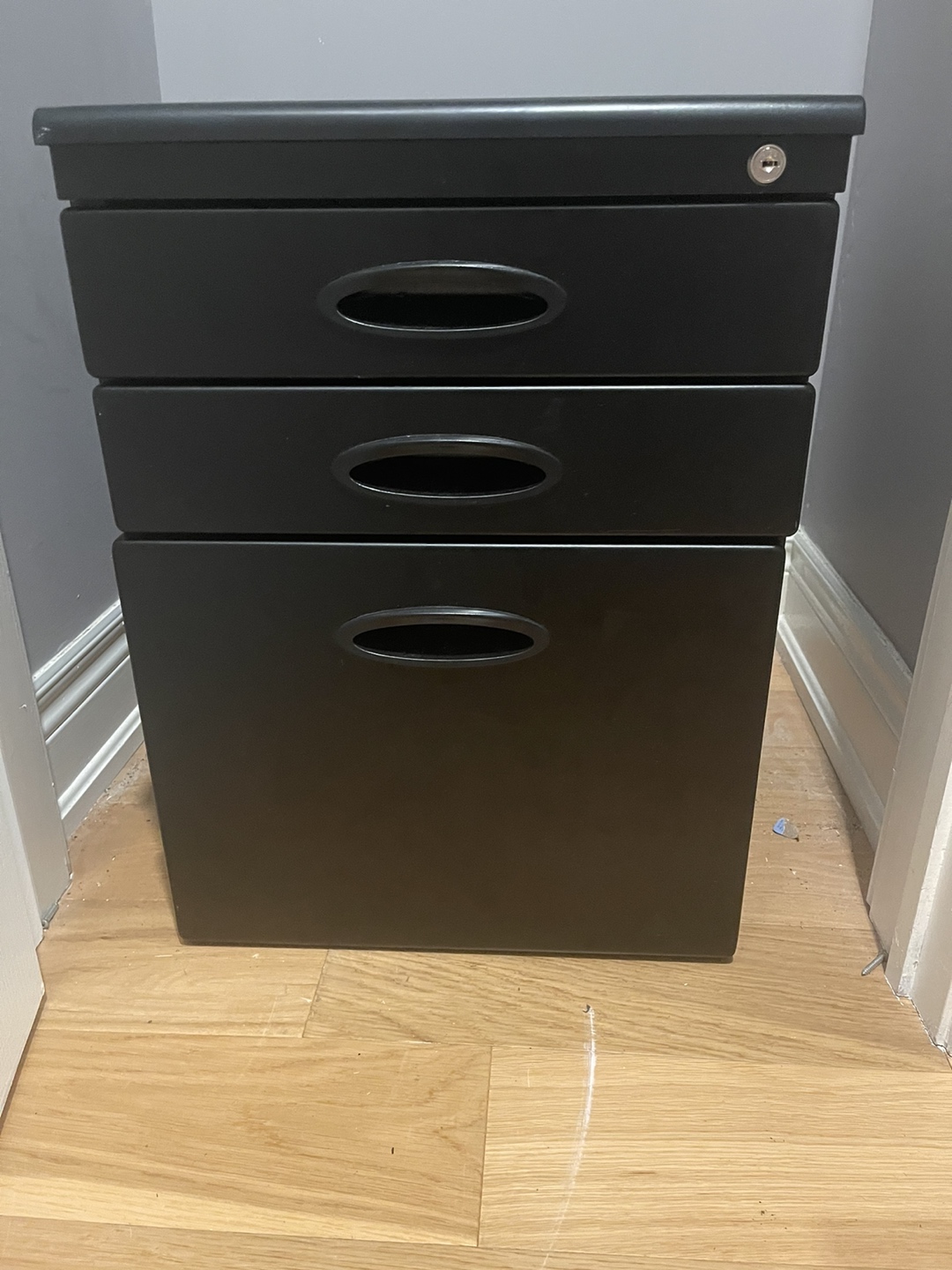 Black filing cabinet