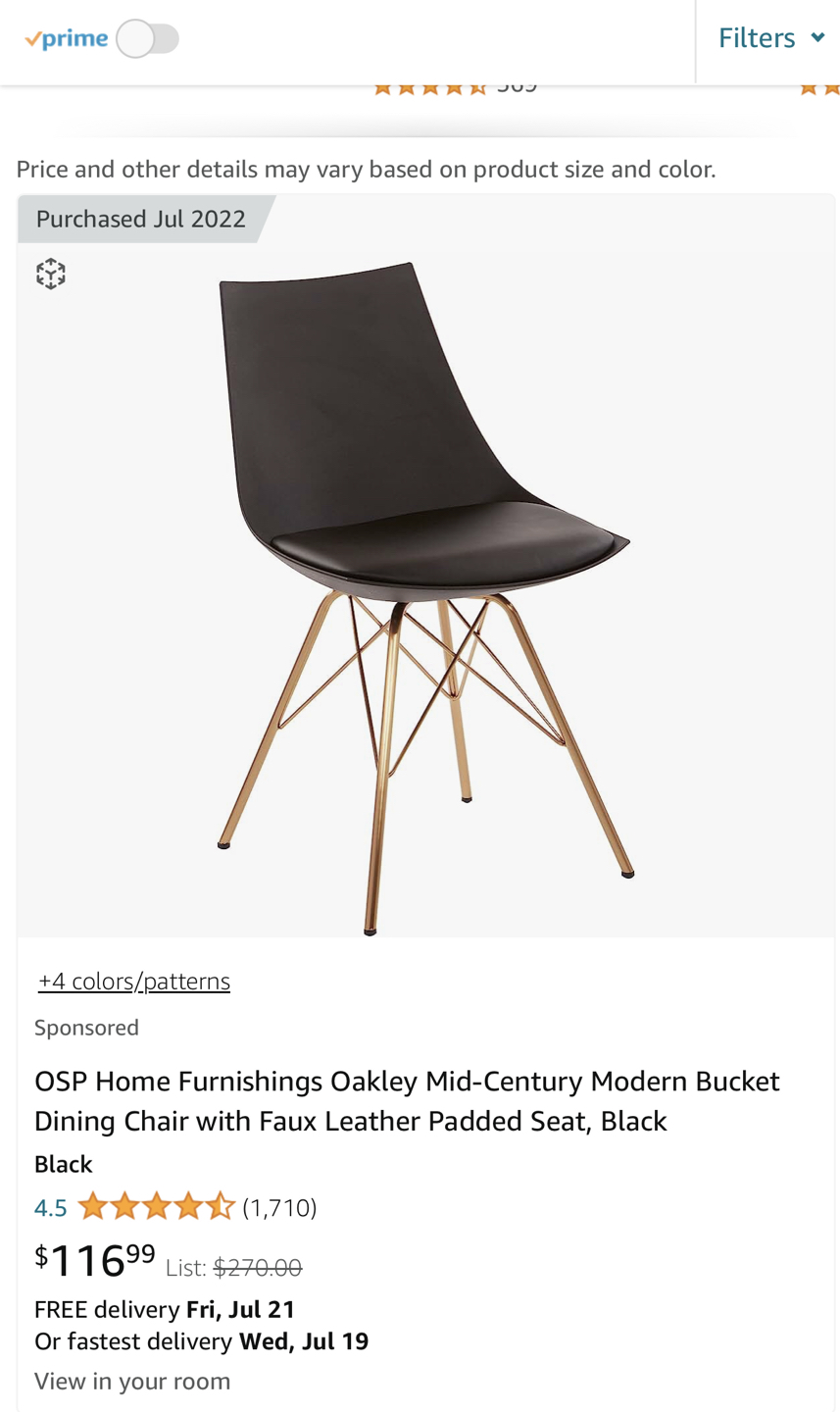2 pieces black dining chair