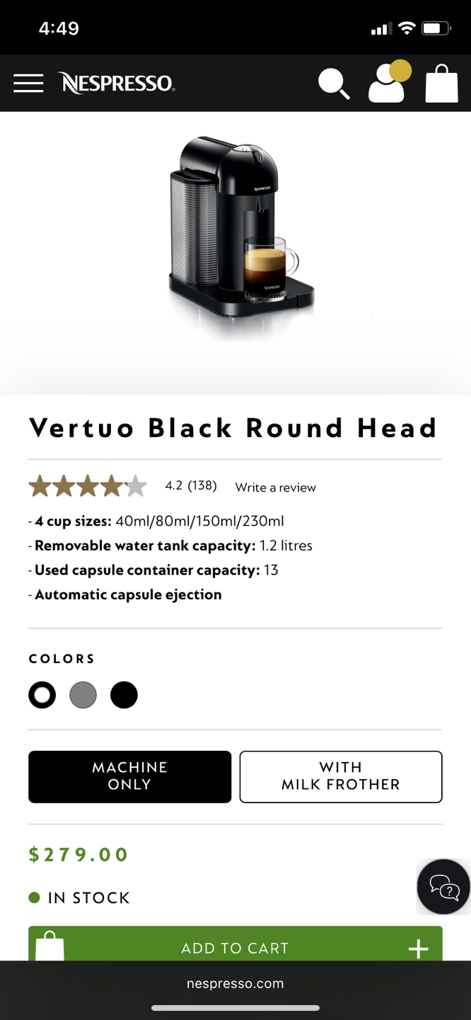 Vertuo Black Head Coffee Machine thumbnail