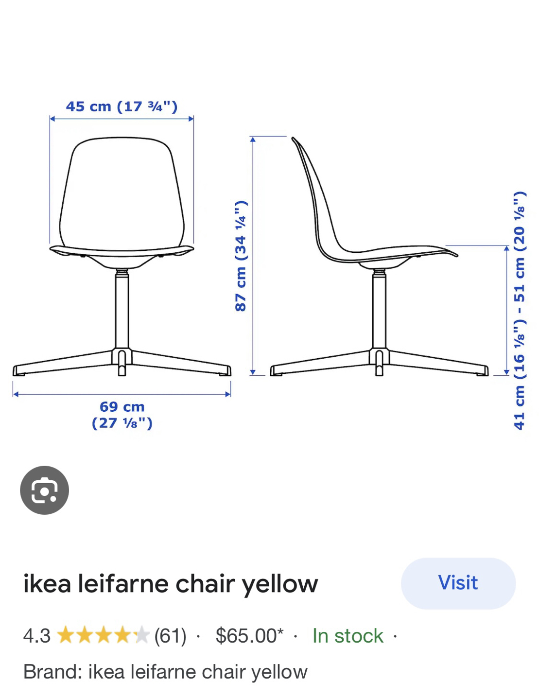 Ikea Leifarne Swivel Chair yellow - photo 3