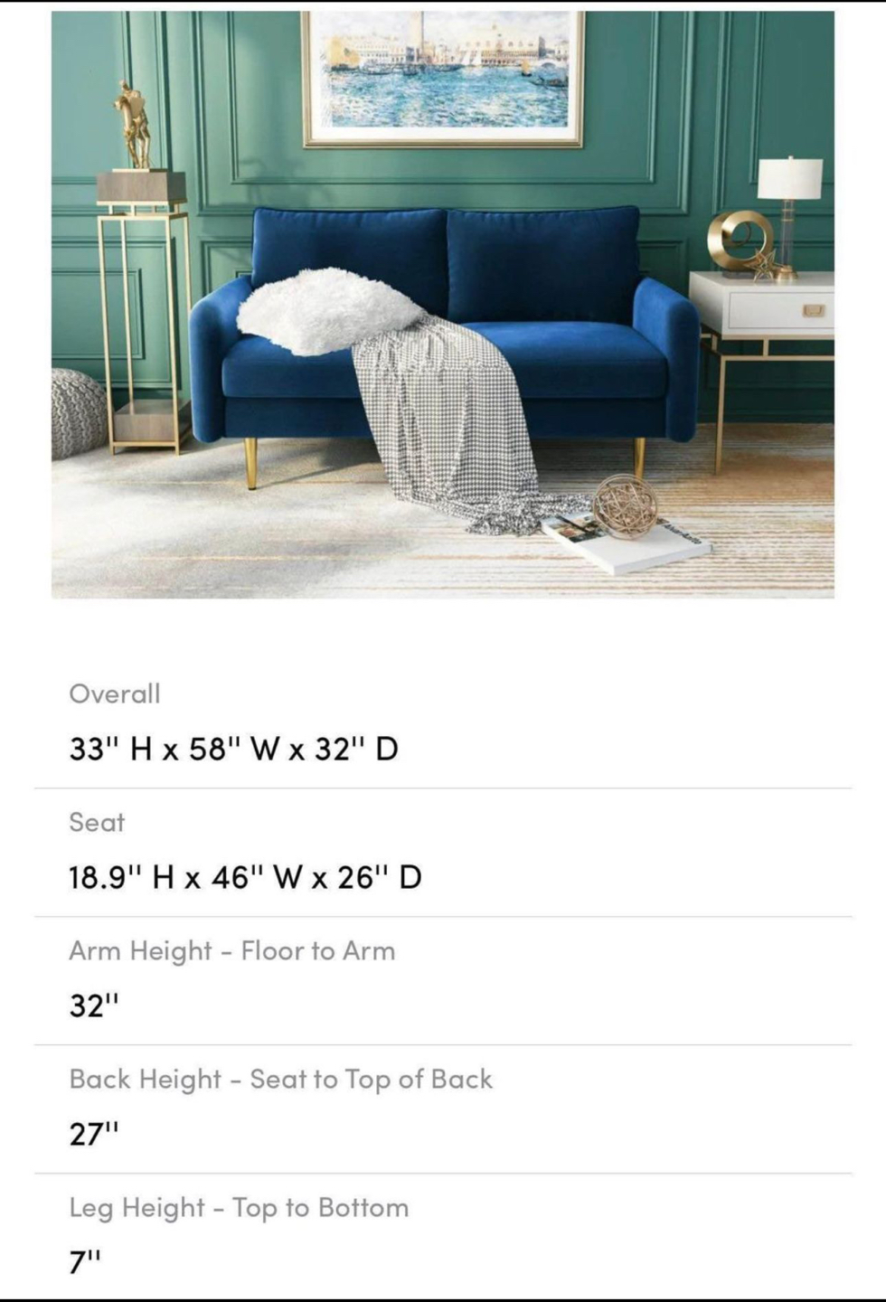 Sofa - 58 inch round arm - photo 3
