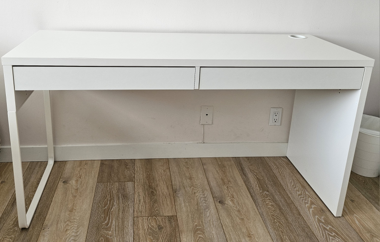 White IKEA MICKE desk