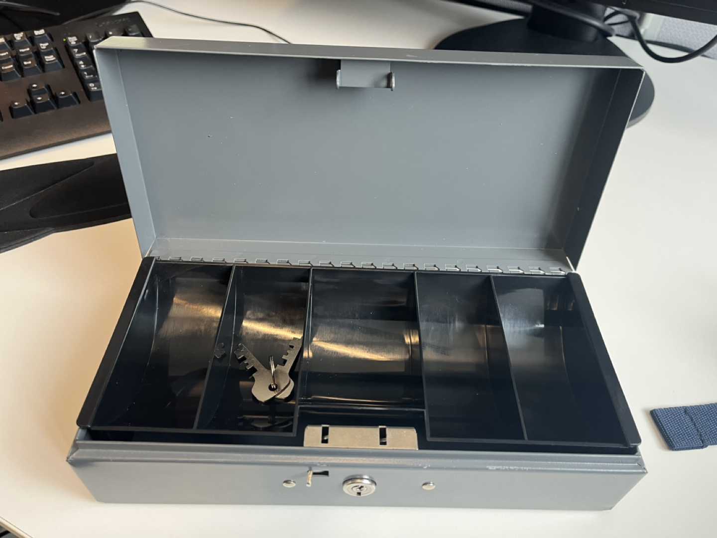 Metal storage box with lock and key