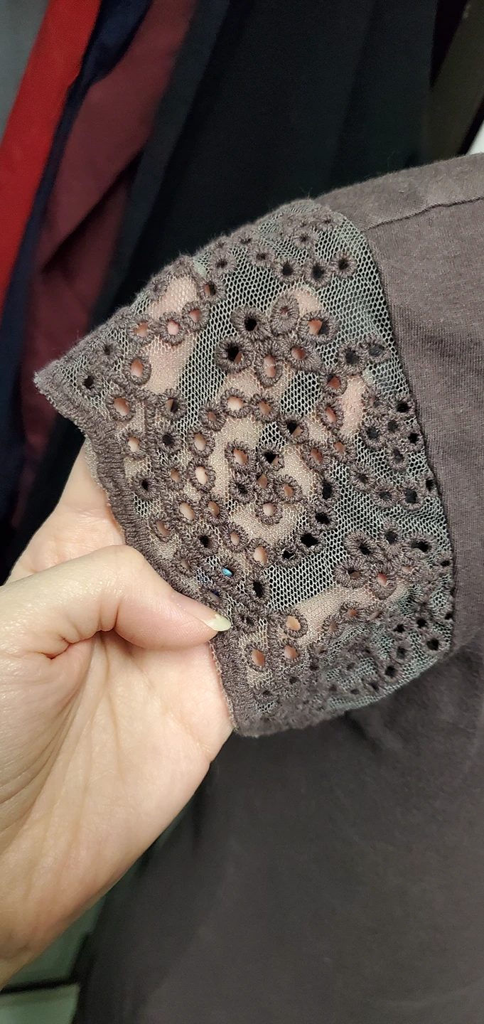 Brown lace-sleeved shirt image indicator(4)