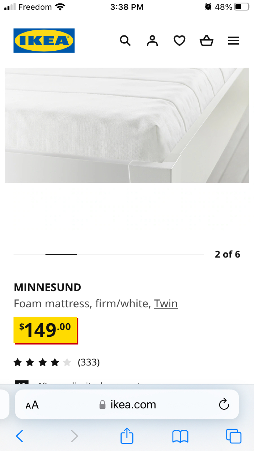 MINNESUND Foam mattress, firm/white, Twin - photo 2