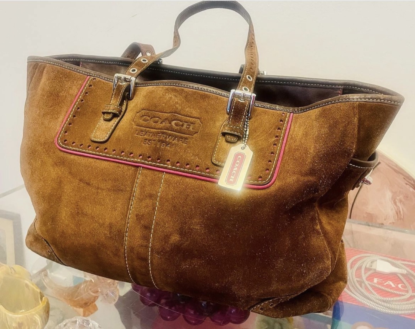 Coach Limited Edition Hampton Cho.Brown Suede & Leather Tote Bag