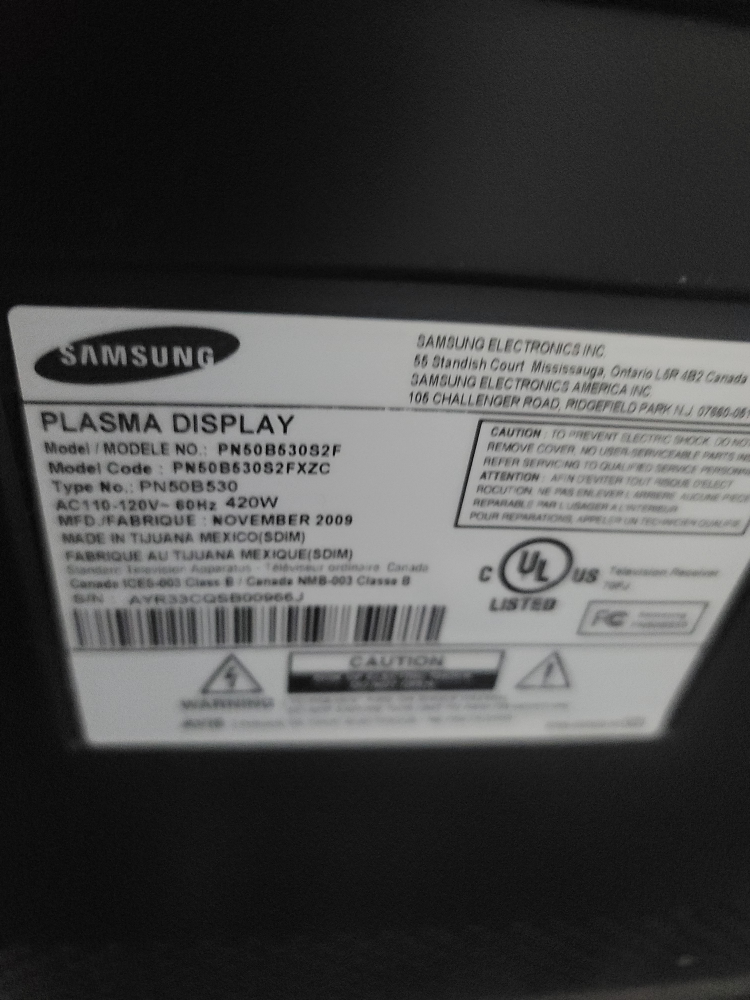 Samsung 50" Plasma TV image indicator(3)