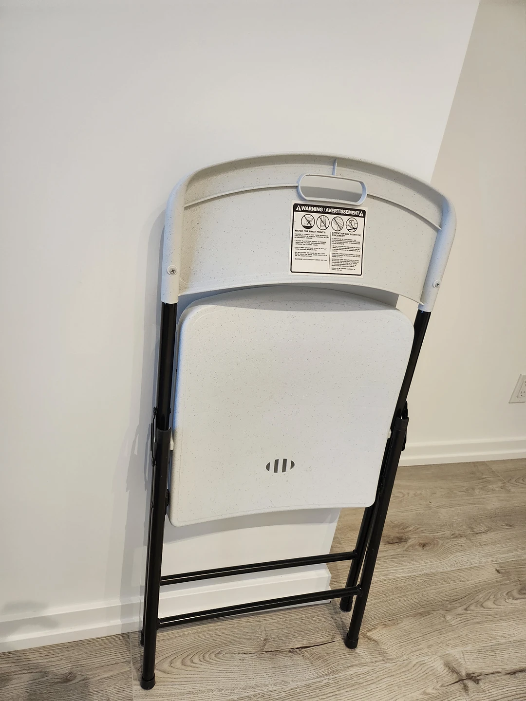 Indoor/Outdoor Contoured Plastic & Metal Folding Chair, White - photo 4