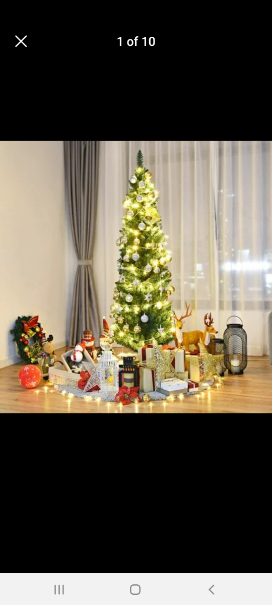 NEW Costway 6Ft PVC Artificial Pencil Christmas Tree Slim thumbnail