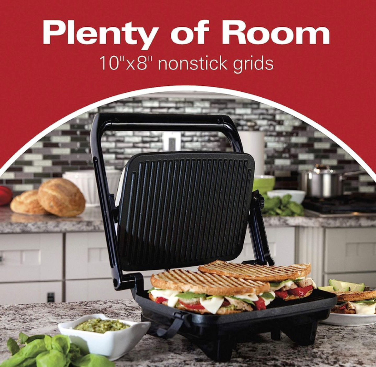 Hamilton Beach Electric panini Press Grill with Locking lid thumbnail