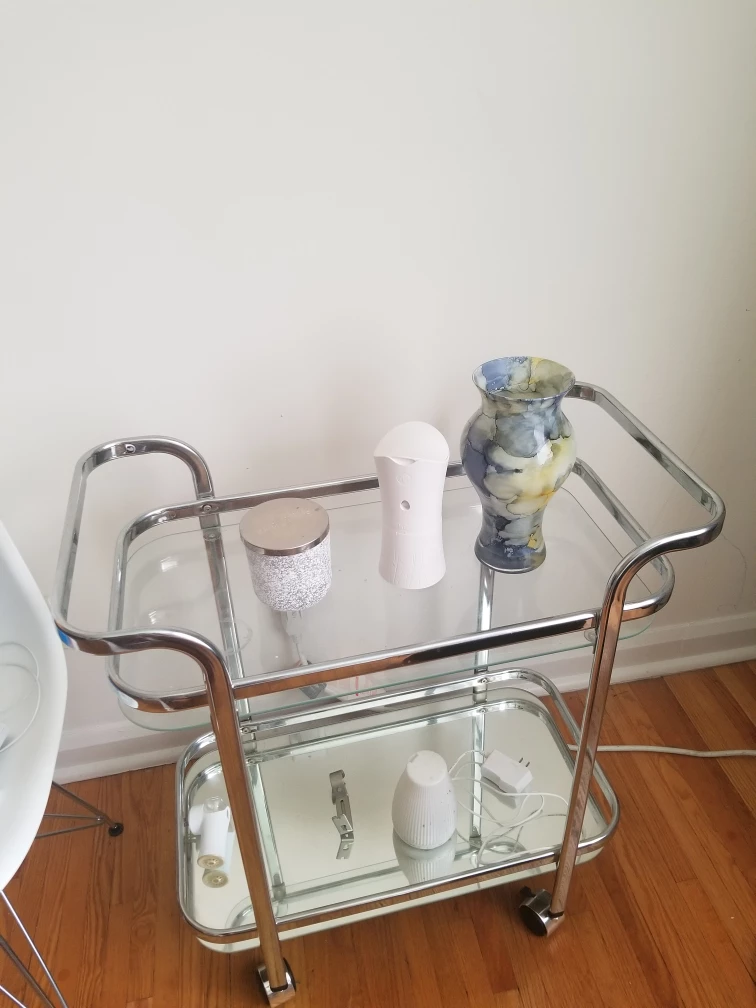 Sleek Metal Bar Cart on Wheels