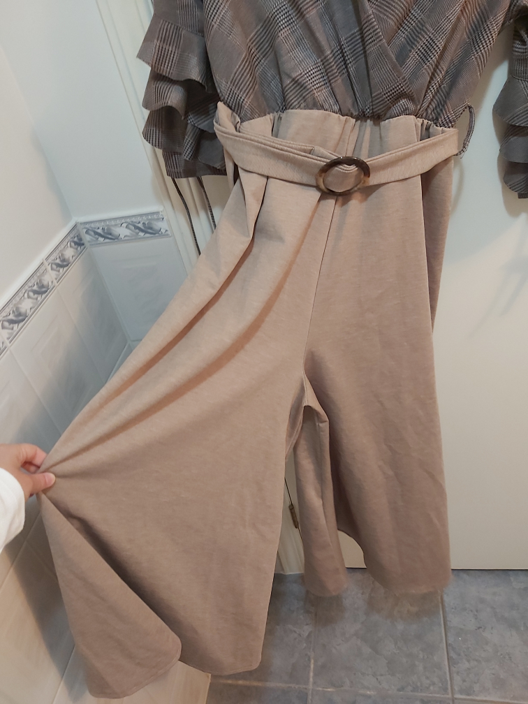 L Casa Polyester Plaid Brown Jumpsuit Size Small (S) image indicator(3)