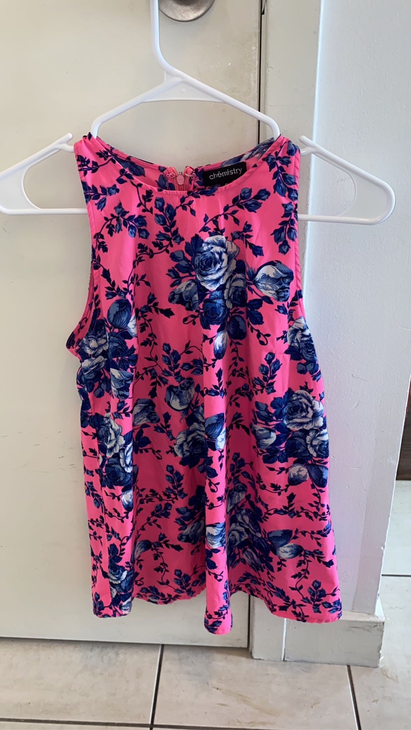 Blouse pink and blue floral thumbnail