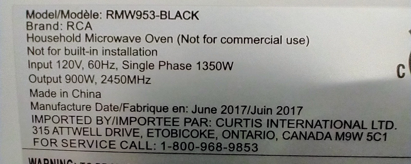 Microwave RCA RMW953 💰 - photo 4
