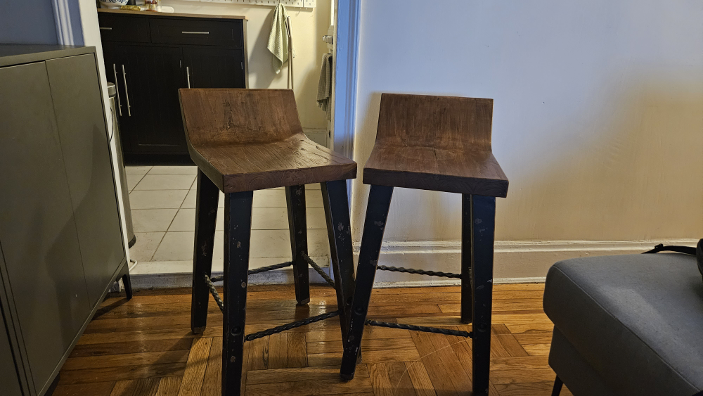 Bar stools, set of 2, solid wood, heavy - photo 2