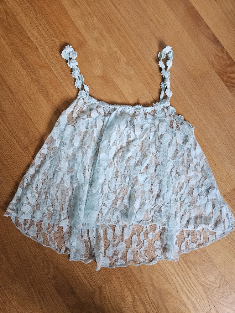 Blue handmade lace tank