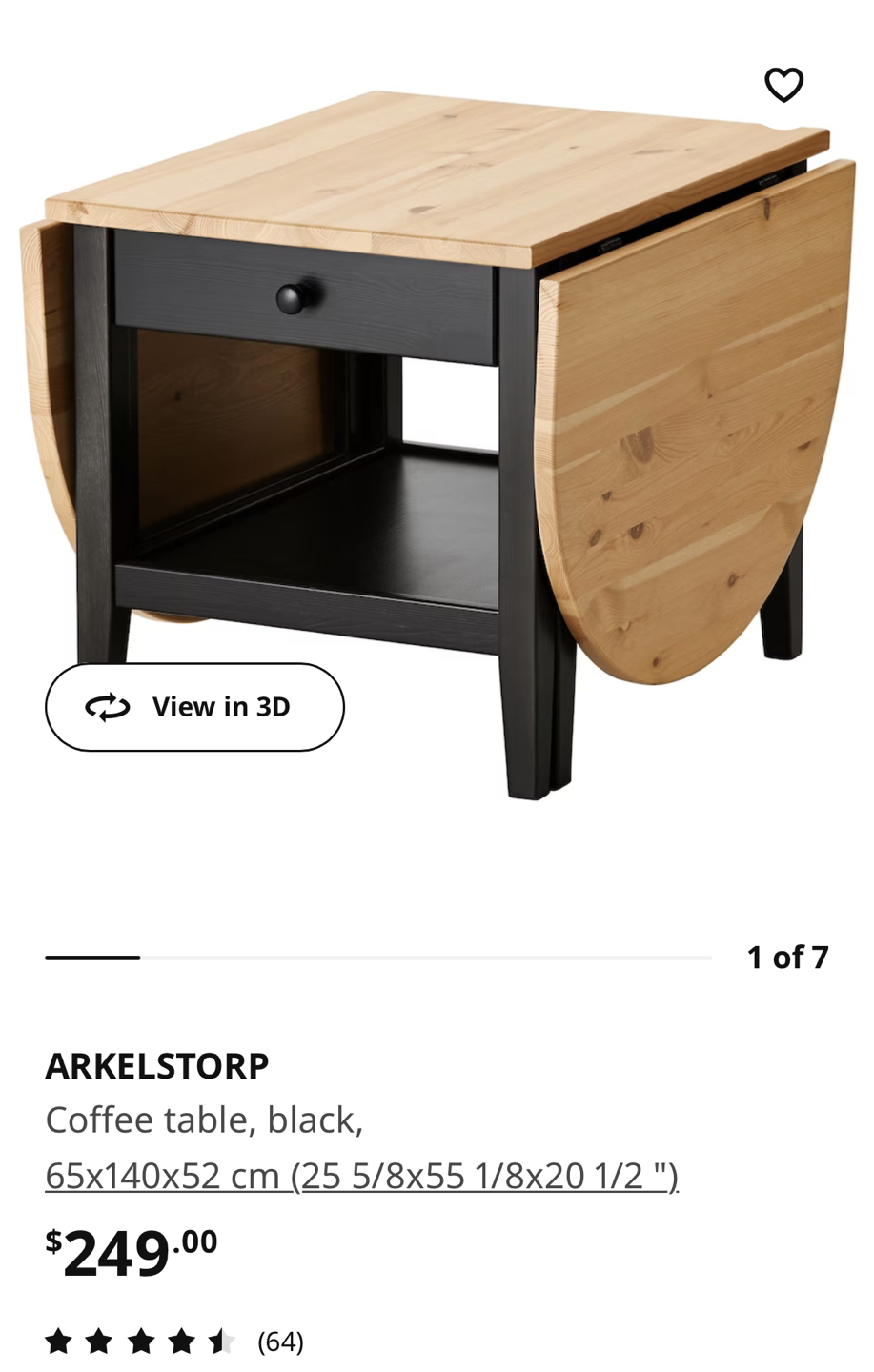 Ikea folding coffee table, ARKELSTORP - photo 4