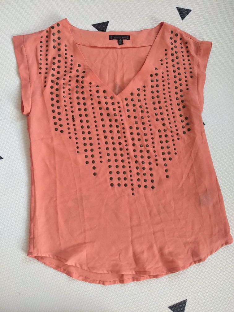 Brand New Lucca Couture Coral Chiffon Top (S/M) image indicator(2)