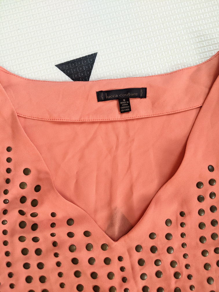 Brand New Lucca Couture Coral Chiffon Top (S/M) image indicator(3)