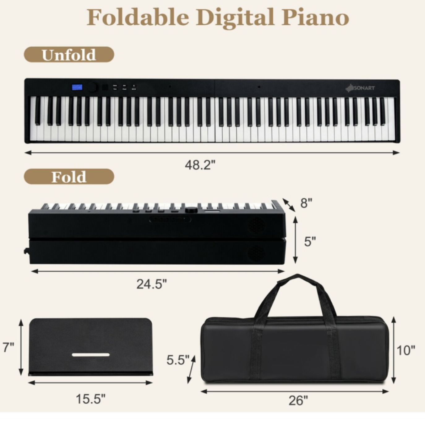 88-Key Folding Electric Piano Keyboard image indicator(3)
