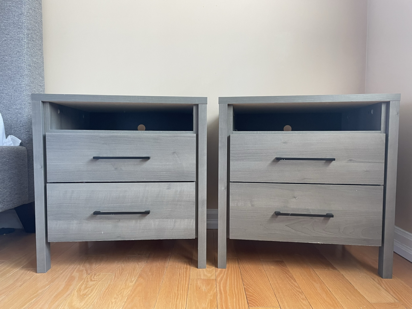 2 Grey Maple Nightstands