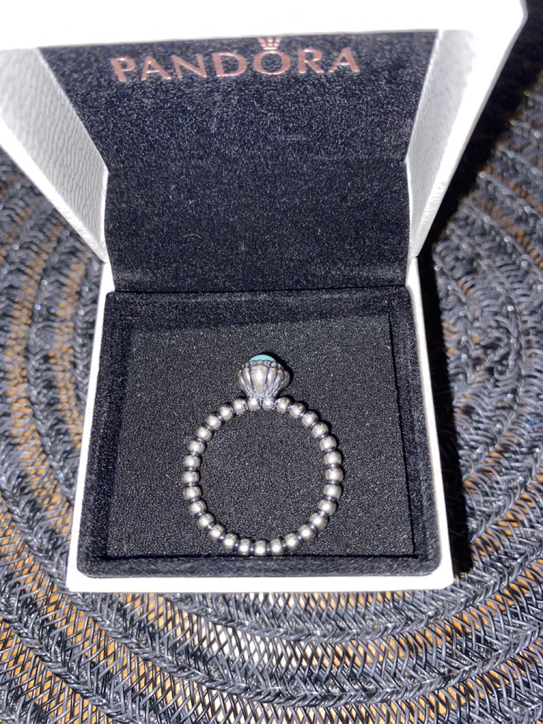 Turquoise beaded ring size 7 - photo 2
