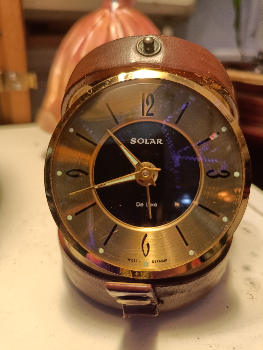 Vintage German Travel Alarm Clock by Solar