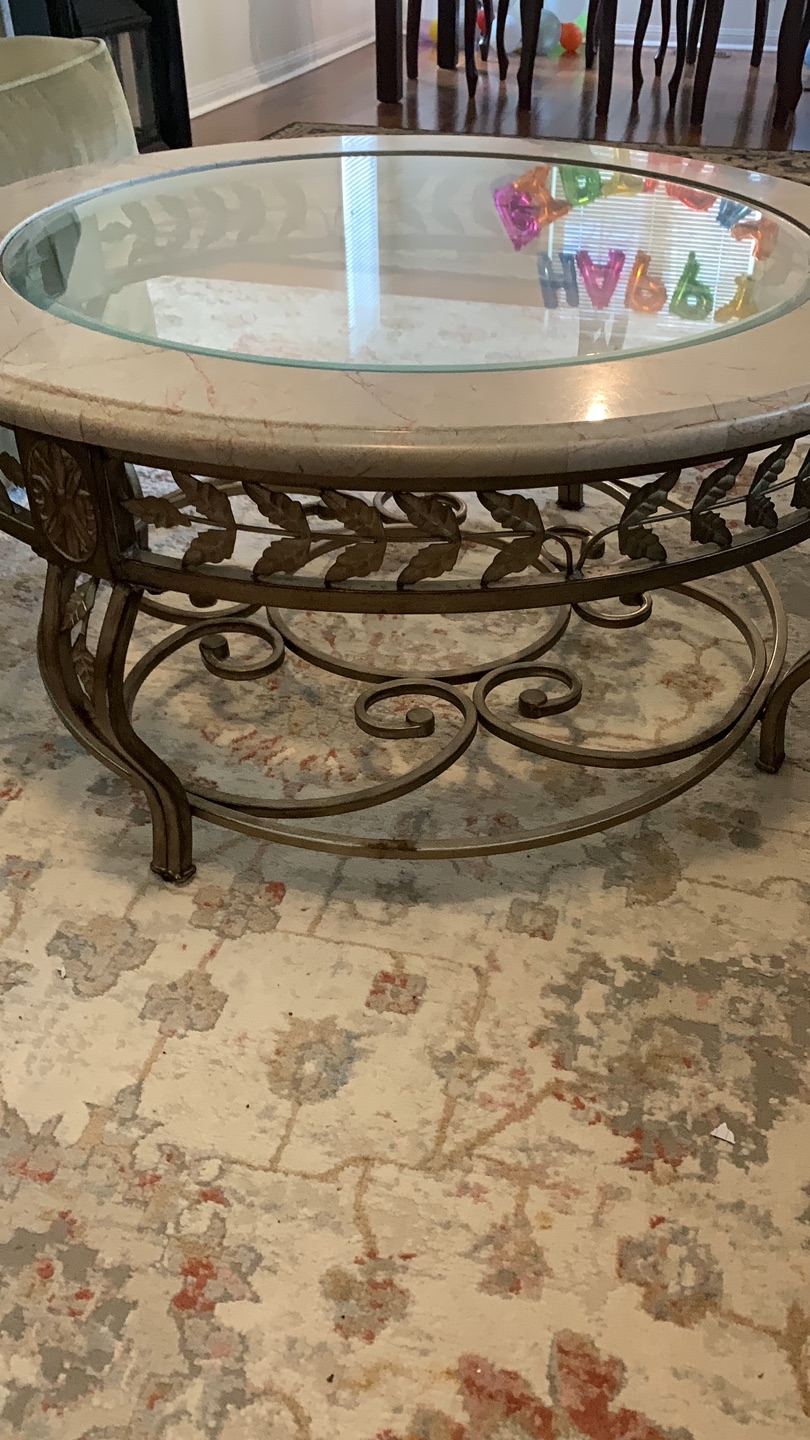 marble & wrought iron Coffee / Center table - photo 4