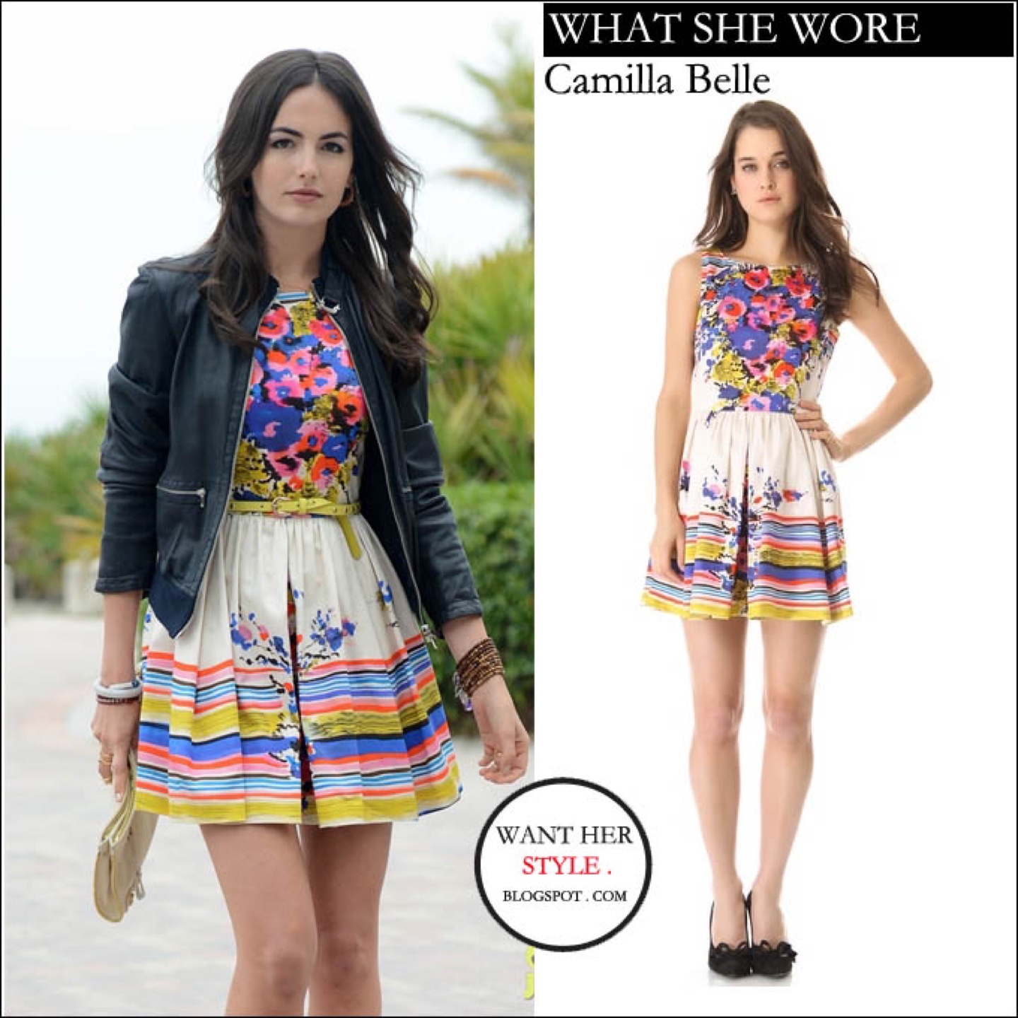 Valentino mini dress with stripes and flower print image indicator(2)