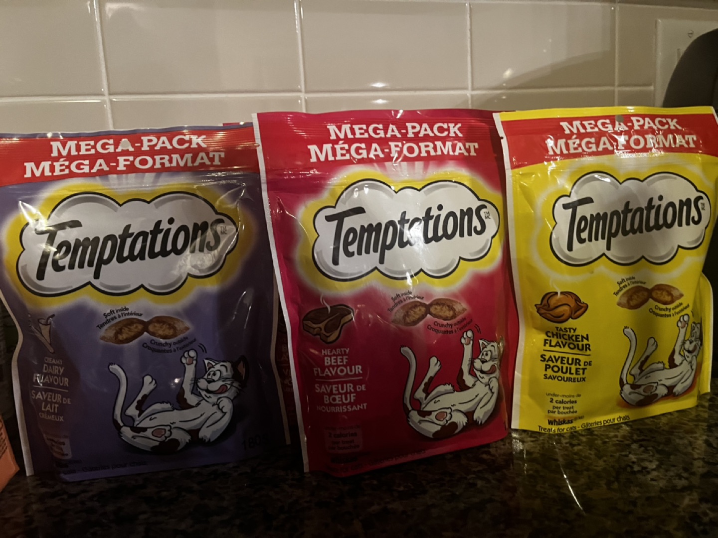 6 unopened bags of temptations mega size thumbnail